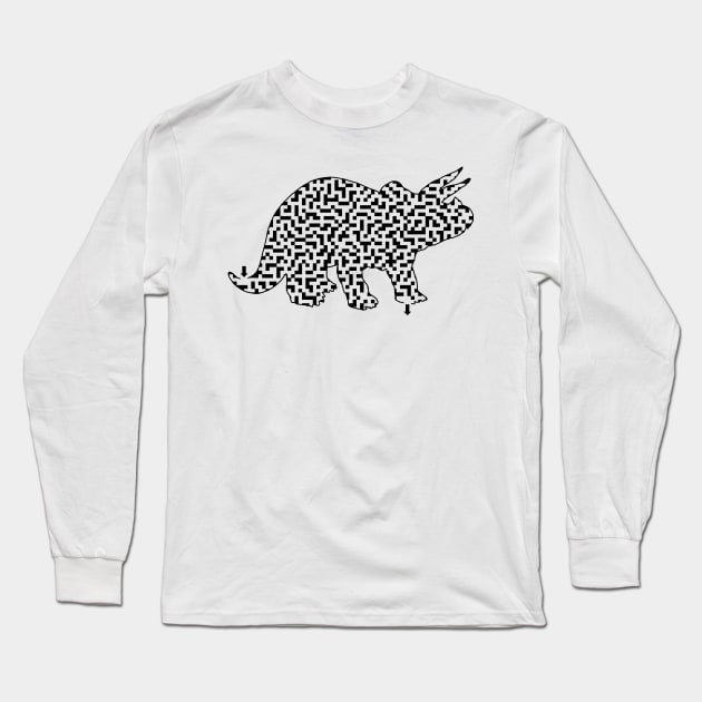 Triceratops Dinosaur Maze Long Sleeve T-Shirt by gorff